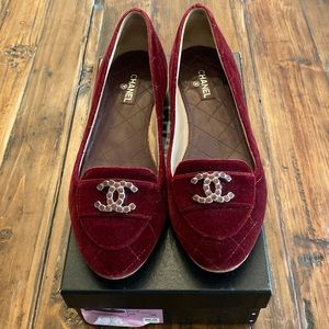 Chanel Bordeaux Ponce Quilted Velvet Moccasins-Loafers